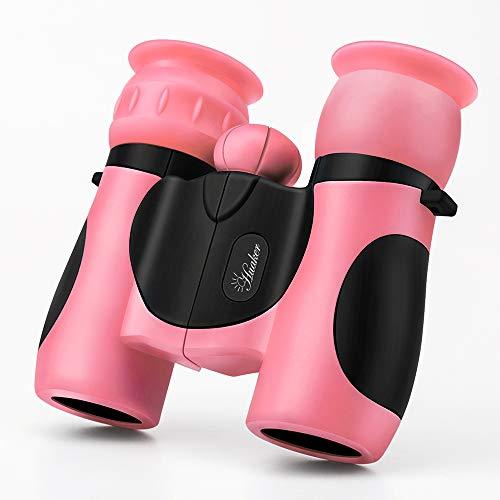 Huaker Kids Pink Binoculars, 8x21 High-Resolution Real Optics - Pink and Caboodle