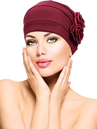 6 Pieces Women Turban Flower Caps Elastic Beanie Headscarf Vintage Headwrap Hat (Neutral Colors)