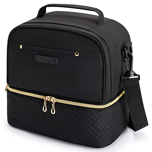 TOURIT Lunch Bag Women Double Deck Lunch Box Insulated Lunch Cooler for Women Men Work, School, Black