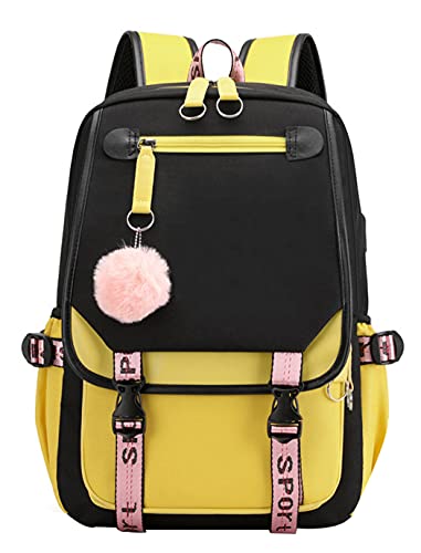 Teen Girls' School Students Bookbag Backpack w/USB Charge Port  (7 colors)