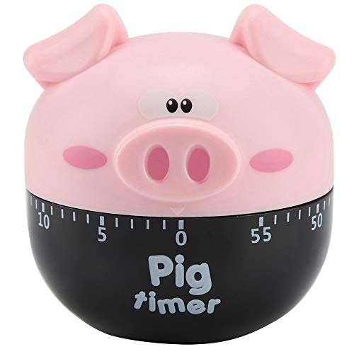 Cute Cartoon Pig Kitchen Timer Cooking Timer Cooking Mechanical Home Decor Counters for Cooking Timing Tool(Pink)