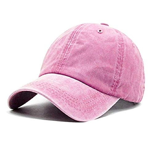 Unisex Vintage Washed Distressed Adjustable Baseball Cap, Pink