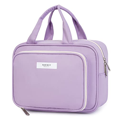 Narwey Full Size Toiletry Bag Women Large Makeup Bag Organizer Travel Cosmetic Bag for Essentials Accessories (Purple)