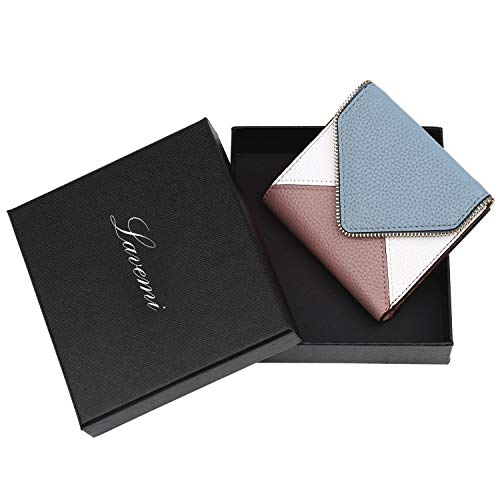 Lavemi RFID Blocking Small Compact Leather Wallets Credit Card Holder Case for Women(Envelope Light Blue)