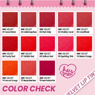 Peripera Ink the Velvet Lip Tint | High Pigment Color, Longwear, Weightless, Not Animal Tested, Gluten-Free, Paraben-Free | Sellout Red (#08), 0.14 fl oz