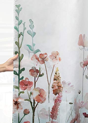 Romantic Nature Wildflowers Scenery Bathroom Shower Curtain w/Rings Set