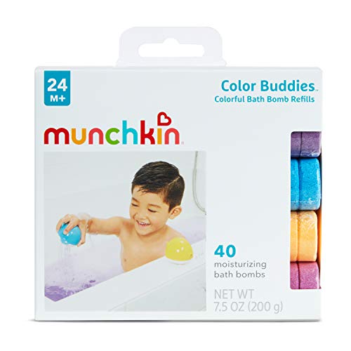 Munchkin Color Buddies Moisturizing Bath Water Color Tablets, 40 Pack, Yellow, Pink, Blue, Purple