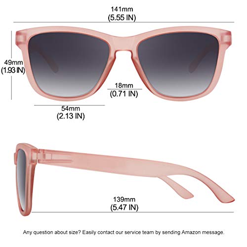 MEETSUN Polarized Sunglasses for Women Men Classic Retro Designer Style (Transparent Pink Frame(Matte)/ Gray Gradient Lens, 54)