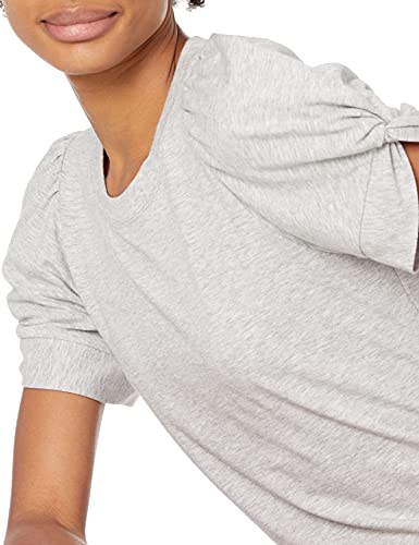 Amazon Essentials Women's Classic Fit Twist Sleeve Crew Neck T-Shirt, Light Heather Grey, Medium