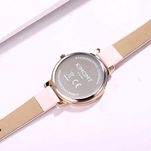 Women's Minimalist Casual Quartz Wristwatch with Pink Leather Strap