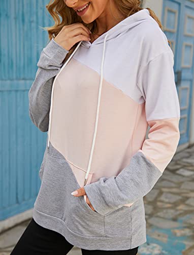 Women's Casual Color Block Hoodies Long Sleeves Crewneck Tunic Sweatshirts  (9 colors)