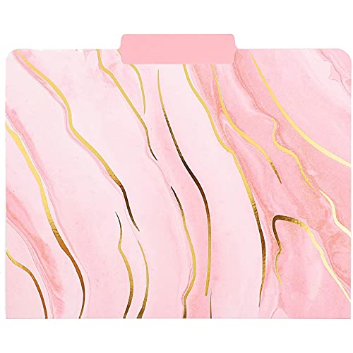 Decorative File Folders, Pastels & Gold Foil Marble, 1/3 Cut (12 Pack)