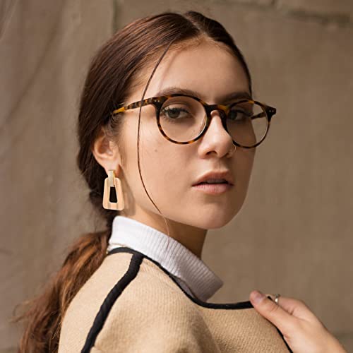 Acrylic Geometric Statement Earrings - Mottled Resin Lightweight Dangle Earrings for Party or Vacation (BEIGE)