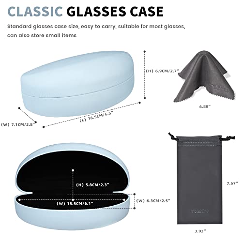 molshine Hard Shell Sunglasses Case,Classic Glasses Case for Sunglasses and Eyeglasses (Light blue)