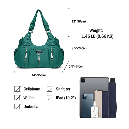 Scarleton Satchel Handbag for Women, Ultra Soft Washed Vegan Leather Crossbody Bag, Shoulder Bag, Tote Purse, H129235, Turquoise Green