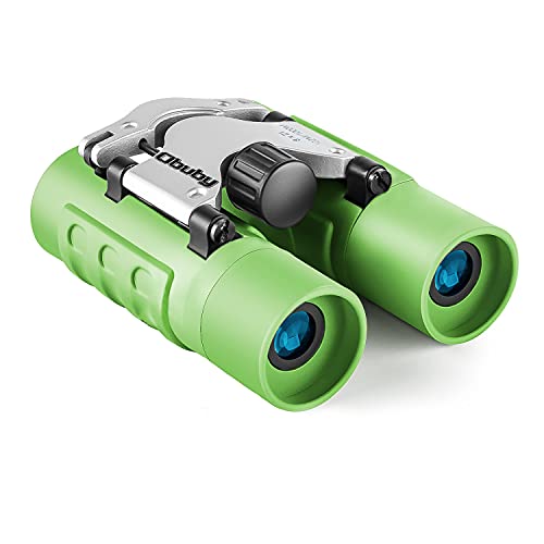 Obuby Real Binoculars for Kids Gifts for 3-12 Years Boys Girls 8x21 High-Resolution Optics Mini Compact Binocular Toys Shockproof Folding Small Telescope for Bird Watching,Travel, Camping, Light Green