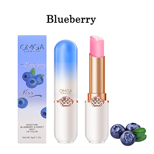 6 Pcs/Set Peach Aloe Vera Strawberry Blueberry Avocado Grape Jelly Lipstick Set Temperature Change Moisturizer flower Lip Stick Long Lasting Nutritious Lip Balm Magic Color Change Lip Gloss