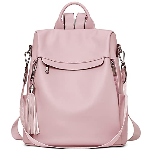 BROMEN Backpack Purse for Women Leather Anti-theft Travel Backpack Fashion Shoulder Bag Pink