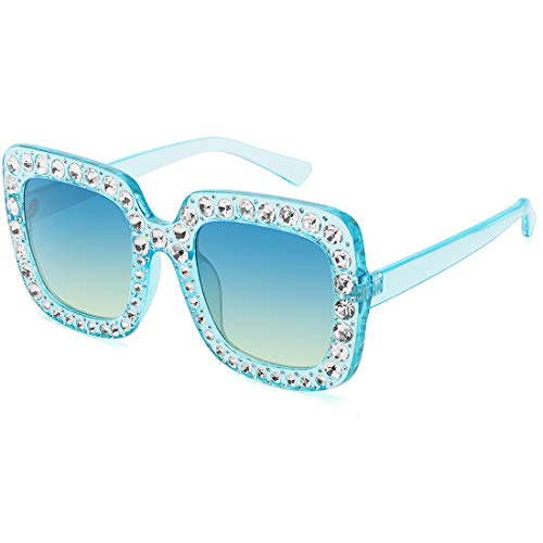 Oversized Square Crystal Framed Luxury Fashion Sunglasses  (15 colors)