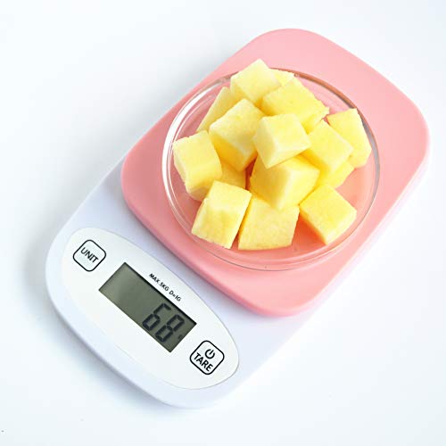 Small Mini Digital Kitchen Food Scale for Weight Max 11lb, Pink or Blue