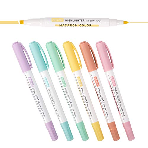 Pastel Macaroon Colors Dual Tips Quick Dry Water Based Marker Pens, 6 Pack