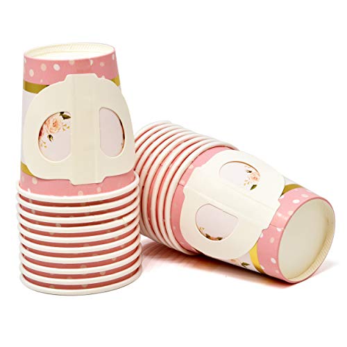 Pink Table Supplies - 36 Disposable Tea Party Cups & Saucers Set, Wedding, Baby or Bridal Shower, Tea Party