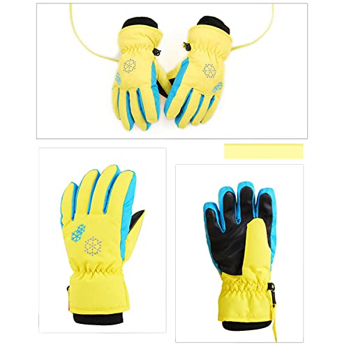 AMYIPO Kids Winter Snow Ski Gloves Children Snowboard Gloves for Boys Girls (Yellow, XS (4-5 Years))