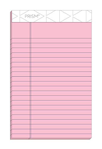TOPS Prism+ Writing Pads, 5x 8, Perforated, Jr. Legal Ruled, Narrow 1/4 Spacing, Assorted Colors, 2 Each: Pink, Orchid, Blue, 50 Sheets, 6 Pack (63016)