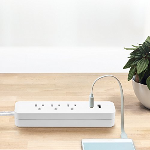 Globe Electric Designer Series 6-ft 3-Outlet 3-Prong White USB Surge Protector Power Strip,78251