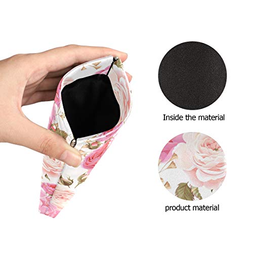 MOYYO Beautiful Floral Pink Roses Eyeglass Pouch Squeeze Top Portable Sunglasses Bag Pouch PU Leather Eyeglass Goggles Case Cosmetic Holders Mulituse for Women Girl