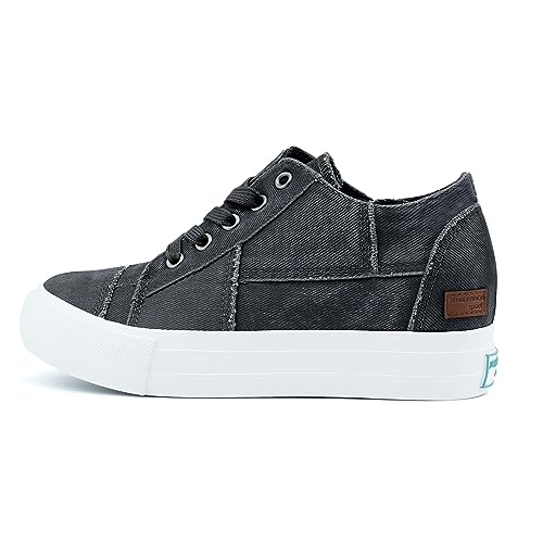 JENN ARDOR Women's Fashion Sneakers Hidden Wedges High Top Zipper Lace Up Platform Sneakers Ladies Walking Casual Canvas Slip On Comfortable Shoes