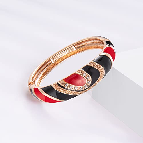 UJOY Fashion Rhinestone Bracelet Cloisonne Multi-Colors Handcraft Enamel Openable Cuff Bangle Jewelry Gifts 88A26 black red