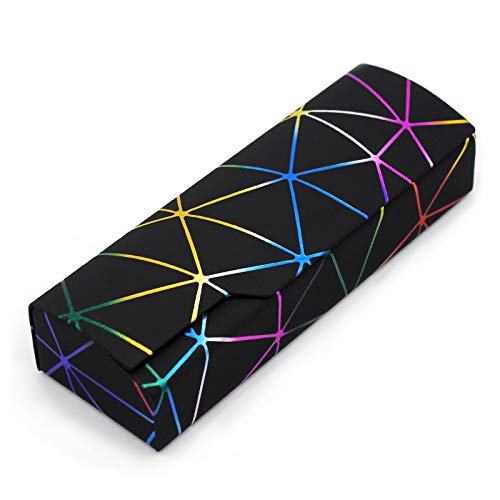 Abwuulq- lattice dazzling glasses case,Portable protective case for glasses，Fashion glasses rigid cover,unisex (black)
