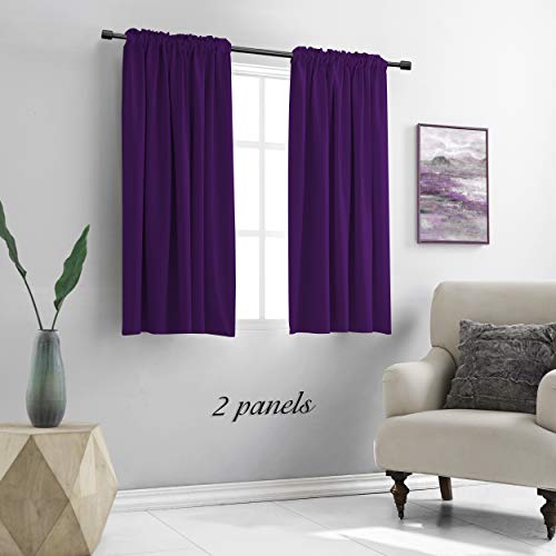 DONREN Royal Purple Blackout Curtain Panels for Living Room - Thermal Insulated Room Darkening Rod Pocket Drapes for Window (42 x 45 Inch Length,2 Panels)