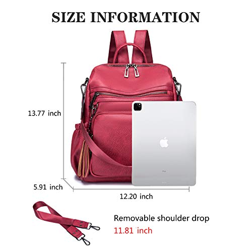 Roulens Women's Fashion Backpack Purses Fashion Leather Large Design Ladies College Shoulder Bags PU Leather Travel bag