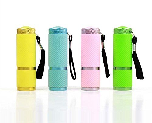 9 LED Glow in Dark Push Button Flashlights with Straps, Pack of 4