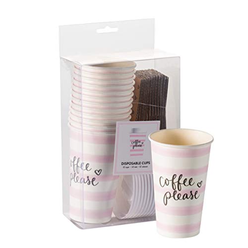 “Coffee Please” 16-oz Disposable Cups with Lids and Sleeves, 12 Count