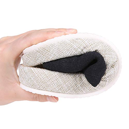 Shevalues Summer House Slippers for women Arch Support Linen Indoor Shoes with Home Sweet Home Quotes, Black 35-36