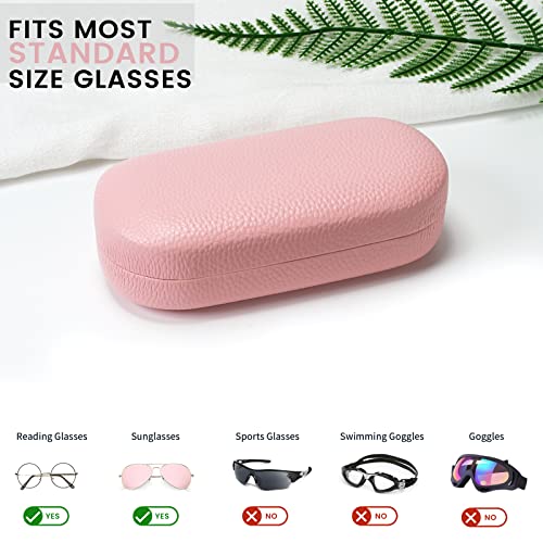 molshine Hard Shell Leather Sunglasses Case,Classic Large Glasses Case for Women Men,Sunglass Eyeglasses (Pink)