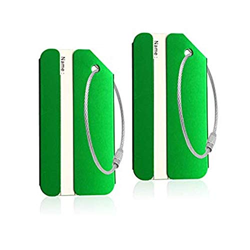 Aluminum Luggage Tags, Luggage Tag Travel Tags for Luggage ID Bag Baggage Suitcase Tag (Green 5PCS)