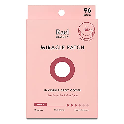 Rael Acne Pimple Healing Patch - Absorbing Cover, Invisible, Blemish Spot, Hydrocolloid, Skin Treatment, Facial Stickers, Two Sizes 10mm & 12mm (96 Count)