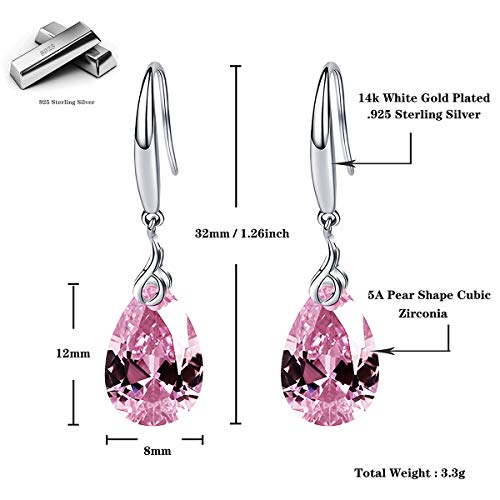 S925 Sterling Silver 12mm Naked Drill Swarovski Element Crystal Earrings, Pink Crystal