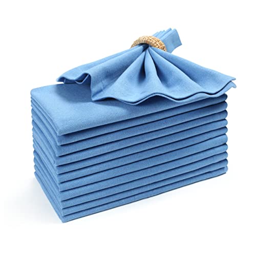 Everyday Cloth Napkin in 100% Cotton 18x18 Lt Blue,Wedding Napkins, Cocktails Napkins, Fabric Napkins, Cotton Napkins Mitered Corners & Generous Hem, Machine Washable Dinner Napkins, Set Of 12