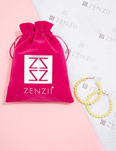 ZENZII Colorful Beaded Big Circle Hoop Fashion Earrings for Women (Hot Pink)