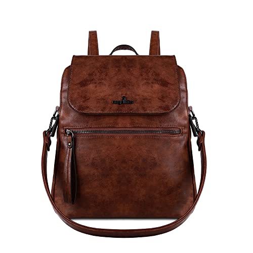 Backpack purse for women casual fashion vegan leather shoulder bag ladies top handle zipper magnetic flap backpack…