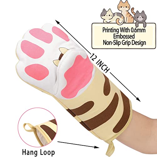 HuiDou Funny Oven Mitts Kitchen Accessories Cooking Baking Heat Resistant Kawaii Cat Glove, Gifts for Cat Lover 1 Pair Claw