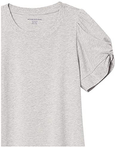 Amazon Essentials Women's Classic Fit Twist Sleeve Crew Neck T-Shirt, Light Heather Grey, Medium