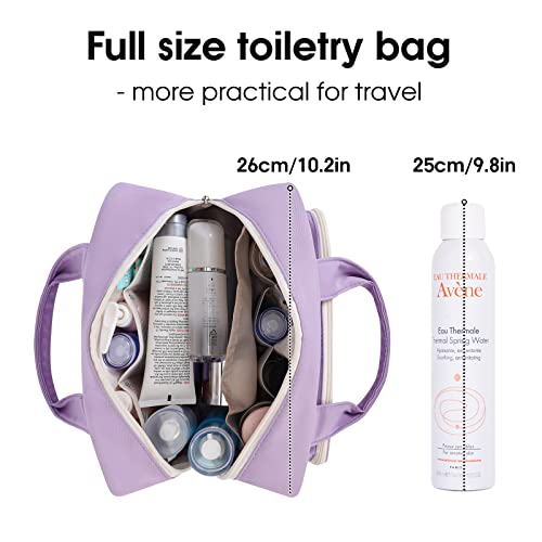 Narwey Full Size Toiletry Bag Women Large Makeup Bag Organizer Travel Cosmetic Bag for Essentials Accessories (Purple)