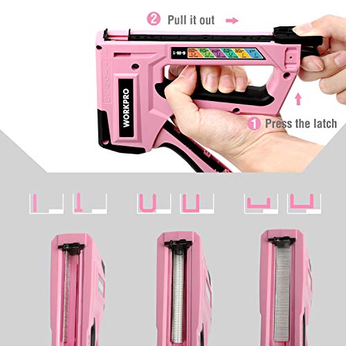 Pink Staple Gun, 6-in-1 Manual Brad Nailer w/4000-Pcs Staples Included