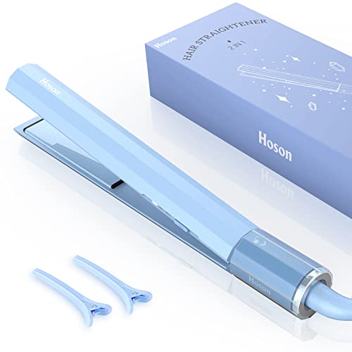 Hair Straightener, Flat Iron 2 in 1 for Hair, Dual Voltage Straightening Iron with 1 Inch Ceramic Tourmaline Plates